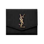 PORTAFOGLI UPTOWN COMPATTO IN PELLE GOFFRATA GRAIN DE POUDRE