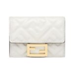 Brieftasche aus wei?em Nappaleder mit FF-Muster 7.5cm