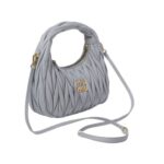 Matelass?-Nappa-Leder-Hobo Perlgrau 20cm – Bild 2