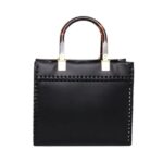 Schwarze Leder-Shoppingtasche 22cm – Bild 2