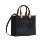 Schwarze Leder-Shoppingtasche 22cm – Bild 3