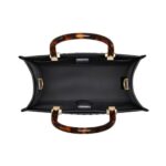 Schwarze Leder-Shoppingtasche 22cm – Bild 4