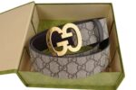 Gucci Men Belt Brown Golden