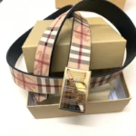 Burberry Men Belt Golden Buckle – Bild 9