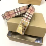 Burberry Men Belt Golden Buckle – Bild 8