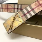 Burberry Men Belt Golden Buckle – Bild 7