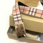 Burberry Men Belt Golden Buckle – Bild 6