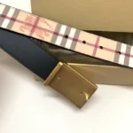 Burberry Men Belt Golden Buckle – Bild 5