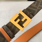 Fendi Men Belt Yellow Buckle – Bild 2