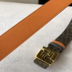 Fendi Men Belt Yellow Buckle – Bild 5