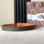 Fendi Men Belt Yellow Buckle – Bild 4