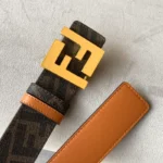 Fendi Men Belt Yellow Buckle – Bild 3