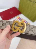 Gucci Men Belt Brown Golden – Bild 7