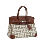 Marron D'Inde Buffalo und Mosaique Canvas mit Palladium-Beschlägen 30 cm – Bild 4