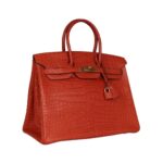 Sanguine Matt Alligator mit Gold-Beschlägen 35 cm – Bild 4