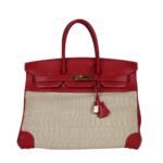 Rouge Vif Buffalo und Crinoline mit Gold-Beschlägen 35 cm