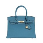 Blue Jean Togo mit Gold-Beschlägen 30 cm