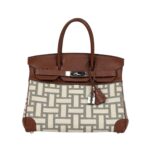 Marron D'Inde Buffalo und Mosaique Canvas mit Palladium-Beschlägen 30 cm