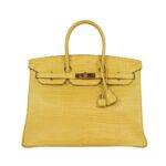 Mimosa Matt Porosus-Krokodil mit Gold-Beschlägen 35 cm