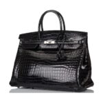 Birkin Shiny Porosus Crocodile Palladium Hardware 40 cm – Bild 2